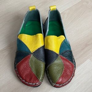 Colorful Patchwork Leather Flats